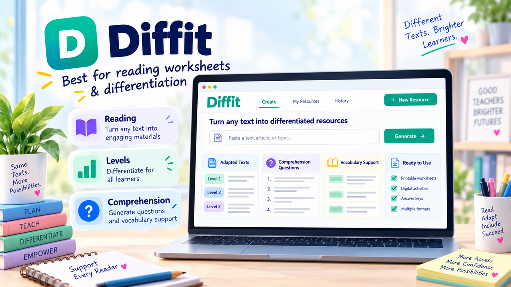 Diffit reading worksheet customization tool for teachers