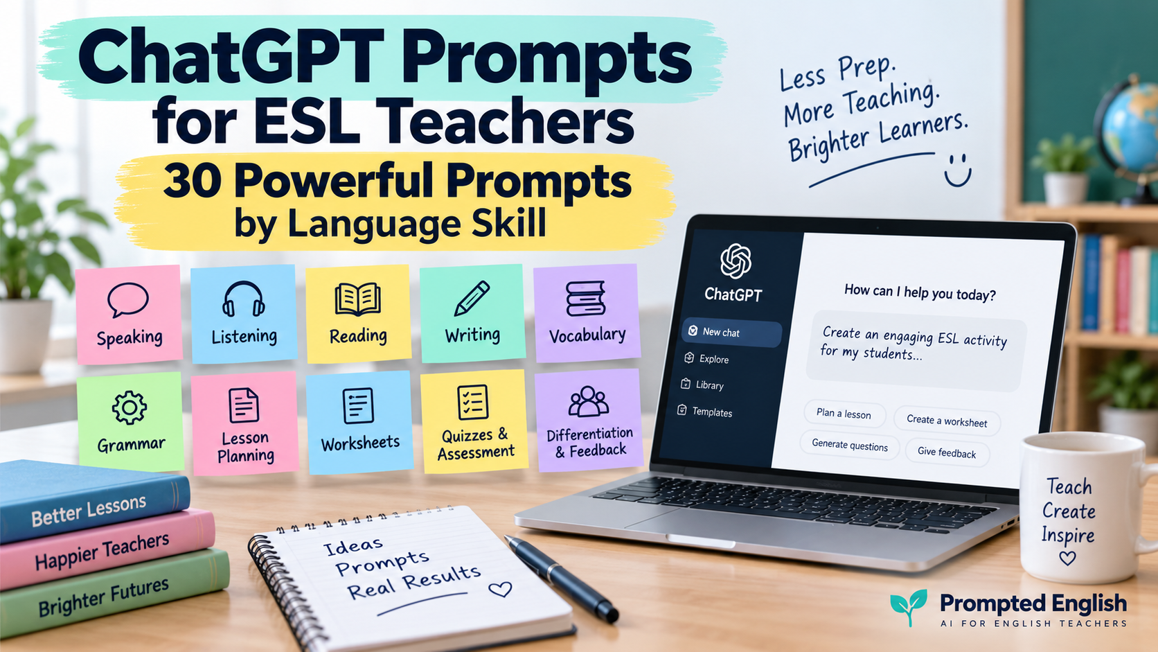 ChatGPT Prompts for ESL Teachers: 30 Powerful Prompts by Language Skill
