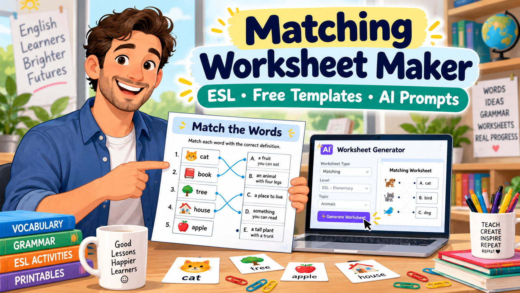 Matching Worksheet Maker for ESL: Free Templates & AI Prompts
